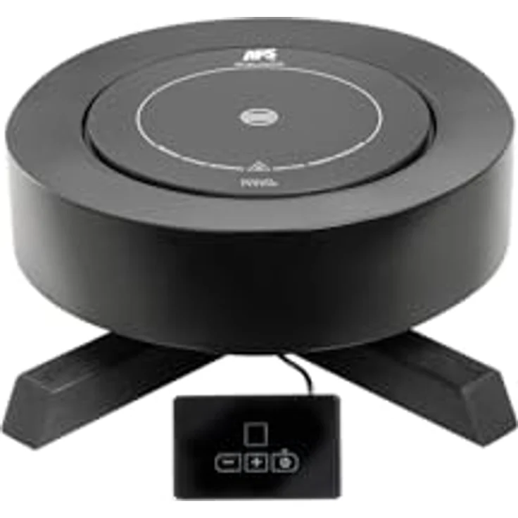 APS 12250 Induktionsstation "BONFIRE", 2-tlg. Set mit Induktionskochplatte Ø 24 cm, 900 Watt, Metallständer in Schwarz mit Eichenholzrahmen, Ø 46,5 cm, Höhe 16 cm – Bild 1