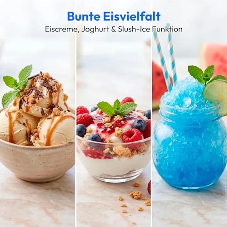 MEDION Eismaschine MD 16740, 1 L Kapazität, kein Vorkühlen notwendig, LED-Display mit Sensor-Touch, entnehmbarer Aluminium-Eisbehälter – Bild 4