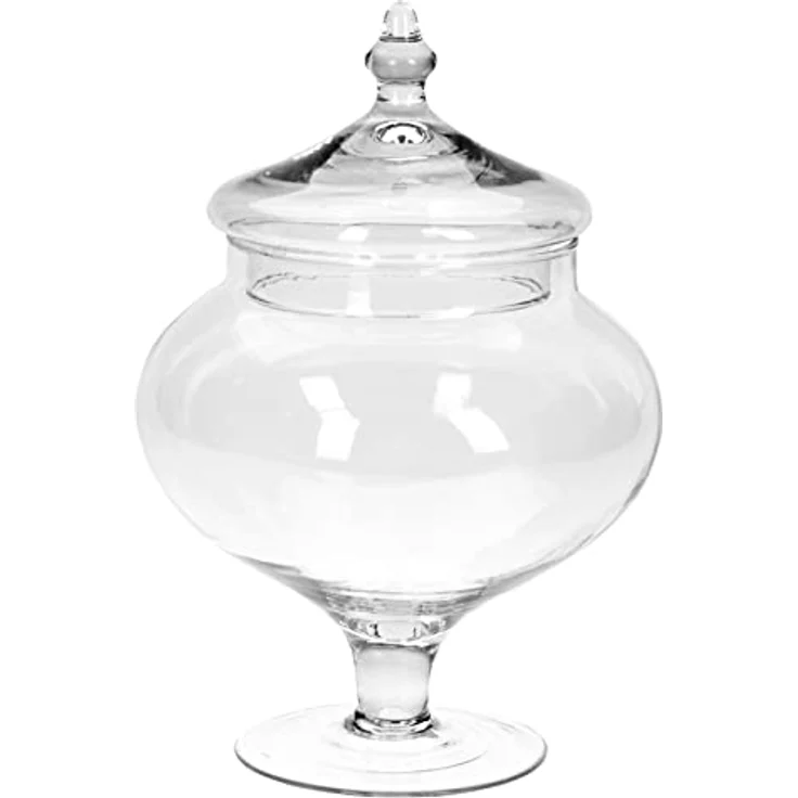 Excellent Houseware viktorianische Keksdose aus transparentem Glas, 17x28cm, dekoratives Aufbewahrungsglas mit hohlem Deckel und standfestem Sockel – Bild 4