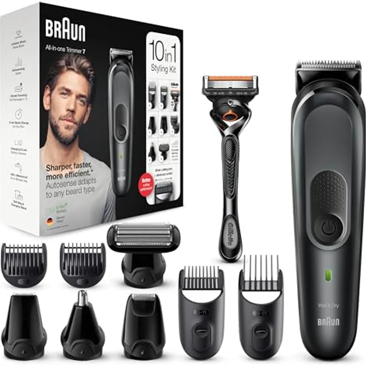 Braun MGK7321, Wet&Dry Multigroomer mit Adaptive Motor, 10-in-1 Styling-Kit, 100% wasserdicht, inklusive Gillette Fusion 5 ProGlide Rasierer – Bild 7