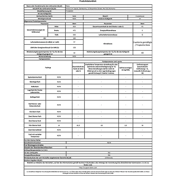 Beko FS166020 Gefrierschrank, freistehend, Energieklasse E – Bild 6