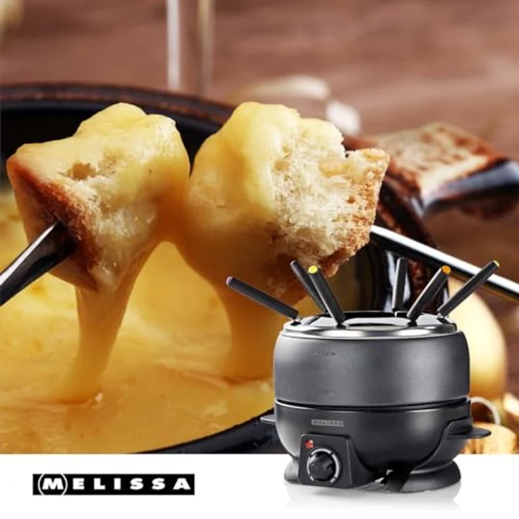 MELISSA Elektro-Fondue 16310236, 2.3 l für bis zu 6 Personen, Antihaftbeschichtung, verstellbarer Thermostat, rutschfeste Gummifüße – Bild 2