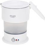 ADLER AD 1377 W, Zusammenklappbarer Reise-Wasserkocher, 2 Heizmodi, tragbar, Edelstahl, 0,6 l, Weiß