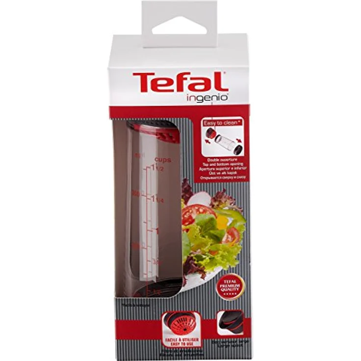 Tefal Ingenio K20730 Dressing Mixer 19 cm, Kunststoff-Silikon, schwarz-rot-transparent – Bild 4