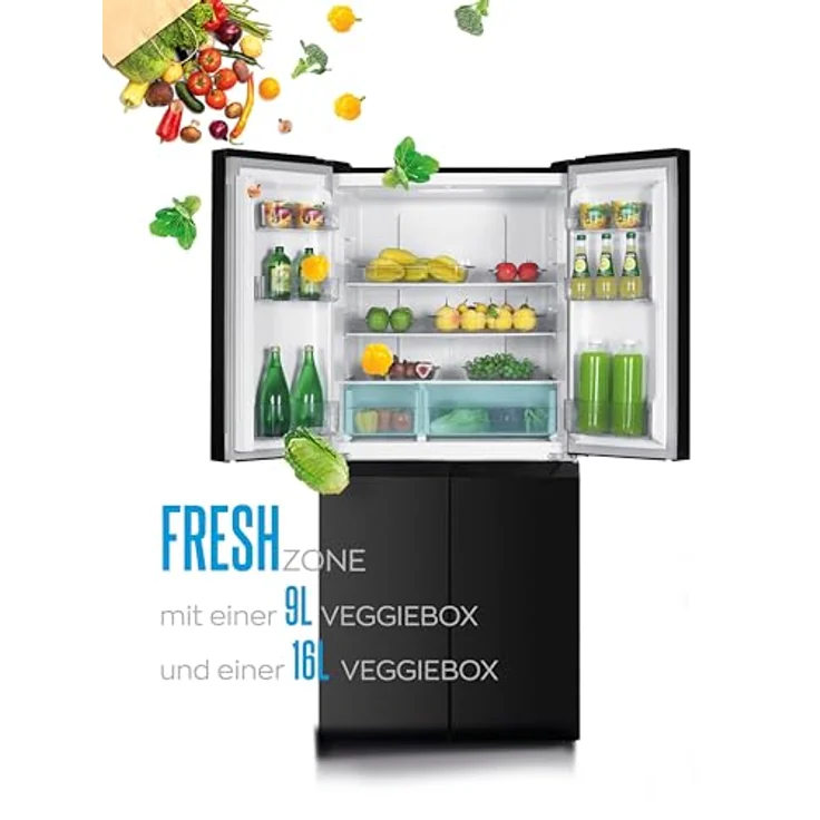 Heinrich's Cross Door Kühlschrank, Kühlgefrierkombination mit 421L Gesamtvolumen, Total-No-Frost, 150L Gefriervolumen, LED Beleuchtung, Multi-Airflow und Fresh Converter System – Bild 4