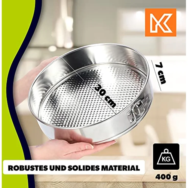 KADAX Tortenform, Springform Ø 21,5cm-30cm, verzinktes Blech mit Antihaftschicht, auslaufsicher, flacher Boden, Silber – Bild 3