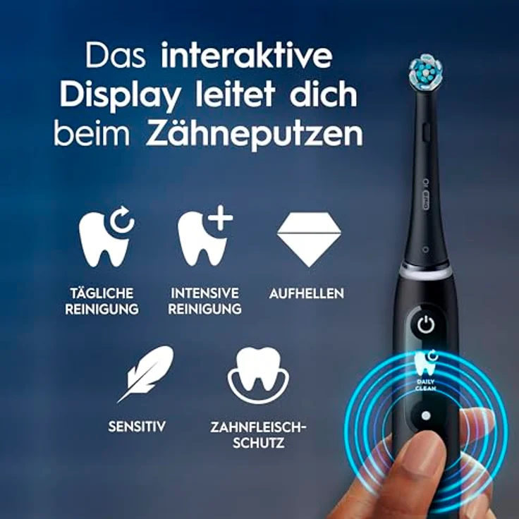 Oral-B iO Series 6 Black Lava, Elektrische Zahnbürste mit 5 Reinigungsmodi, interaktivem Display und intelligentem Drucksensor – Bild 3