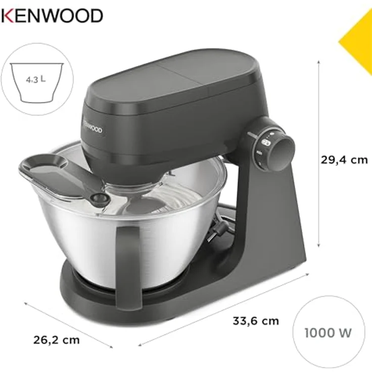 Kenwood KHC30.050GY, Küchenmaschine mit 1.000 Watt Motor, vielseitigem Zubehör und spülmaschinenfesten Teilen, grau – Bild 5