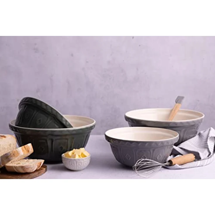 Mason Cash Rührschüssel 29 cm, grau, 4 L, splitterresistentes Steingut, ideal für Brotteig, Kuchenteig und Pizzateig – Bild 3