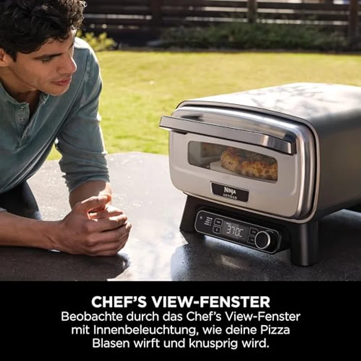 Ninja MO201EU, 4-in-1 Outdoor-Elektro-Pizzaofen und Heißluftfritteuse, für 30 cm Pizzen, Edelstahl, 370 °C – Bild 6