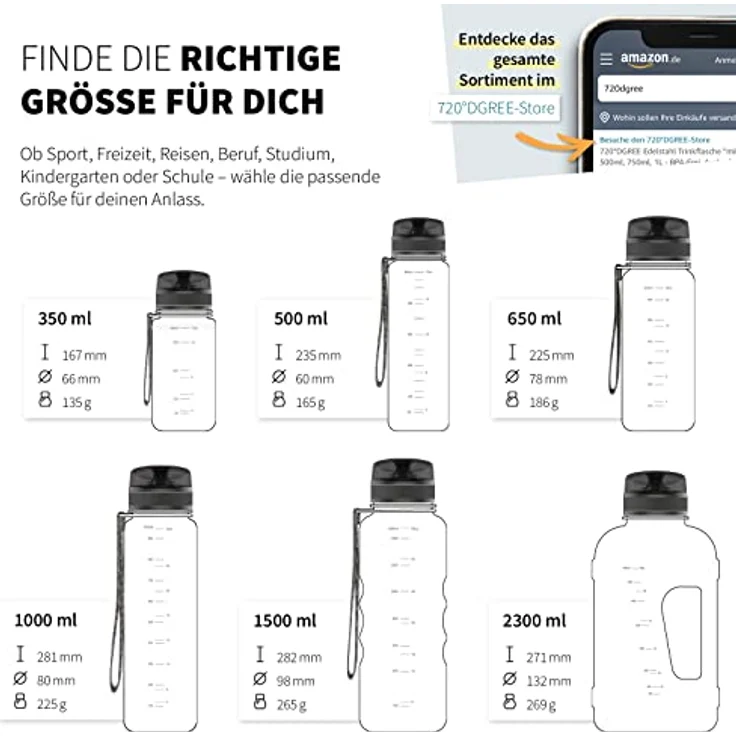 Trinkflasche Wasserflasche Fruchteinsatz 1L - BPA-Frei uberBottle 720 DGREE fuchsia pink – Bild 3