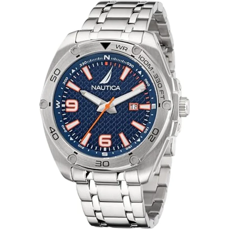 Nautica Tin Can Bay Herrenuhr NAPTCF203, Silber, 43 mm, Blaues Zifferblatt, Wasserdicht bis 100 m – Bild 1