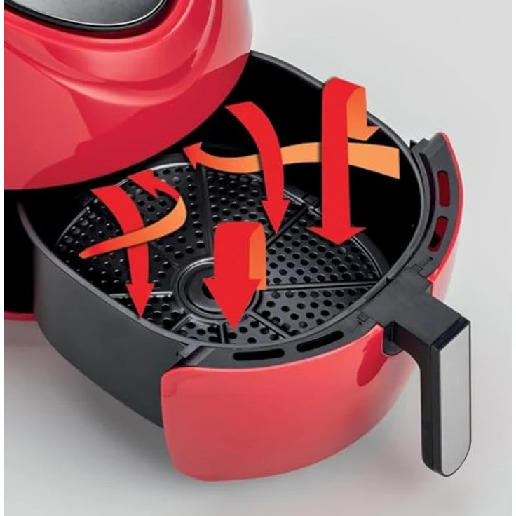 Ariete 4618 Heißluftfritteuse, 1800 Watt, 5,5 Liter, Timer, regelbares Thermostat, abnehmbarer Frittierkorb, LCD-Display, Edelstahl, Fritteuse, rot - Preisvergleich – Bild 4