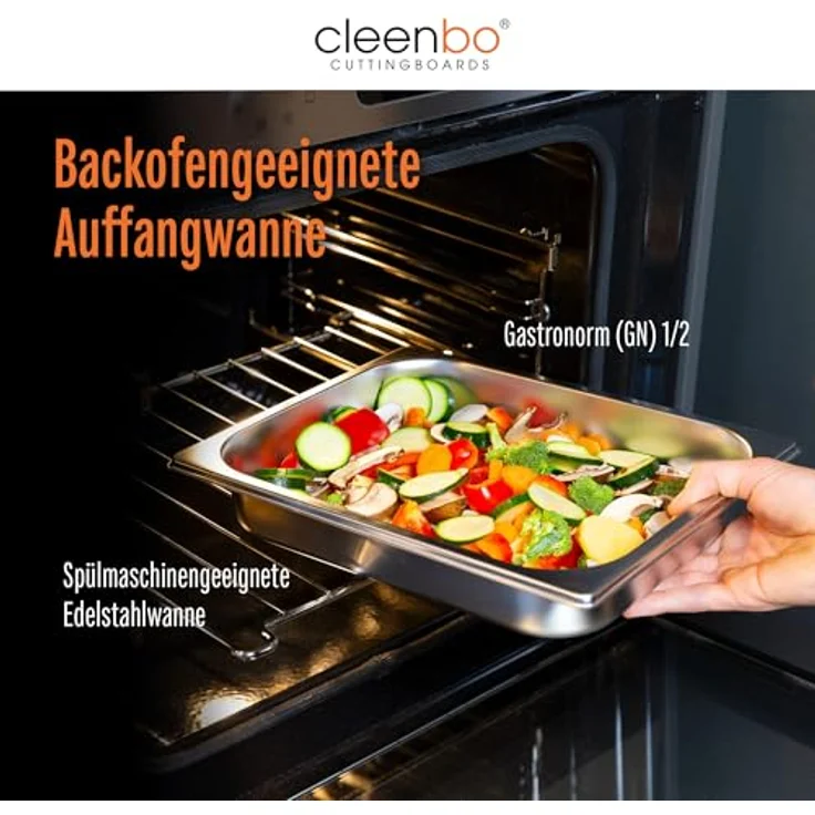 cleenbo Schneidebrett 'style bamboo GN' mit Edelstahl Auffangschale – Bild 7
