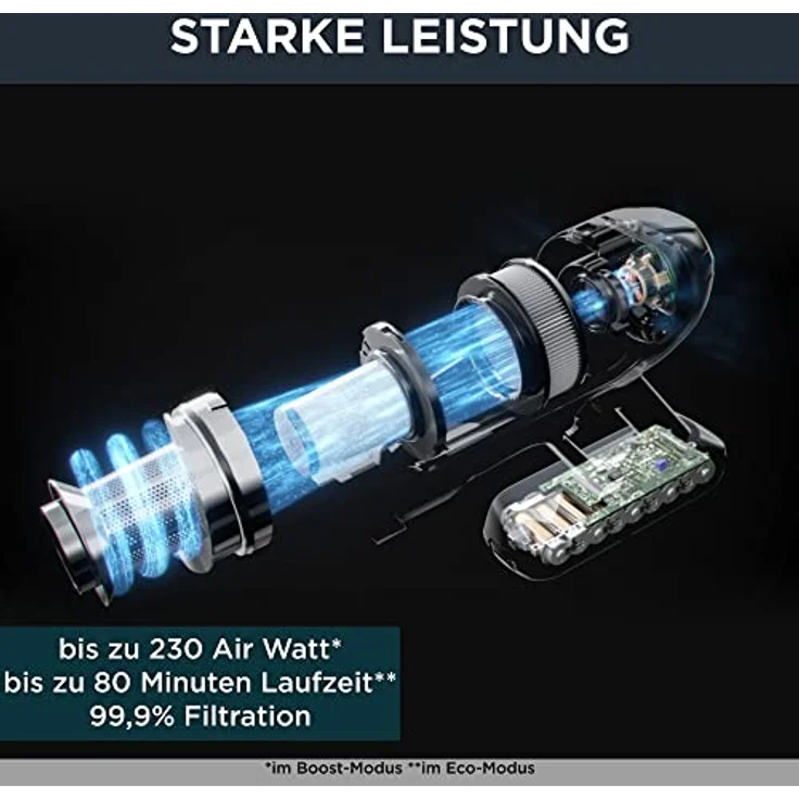 Rowenta RH99F1 X-Force Flex 15.60 Animal Handstaubsauger, 80 min Akkubetrieb, Akkuwechsel-Option, Flex-Gelenk, schwarz-gold – Bild 2