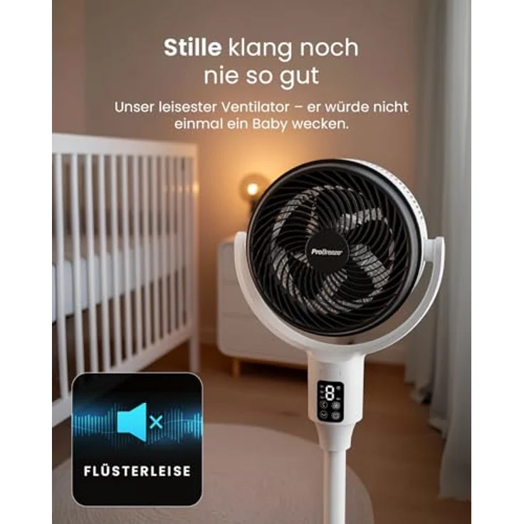 Pro Breeze AirFlo Standventilator 108 cm, Leiser 2-in-1 Ventilator mit 29 dB, Vortex-Oszillation 85°+135°, Höhenverstellbar, Fernbedienung & LED-Display für Schlafzimmer & Büro – Bild 3