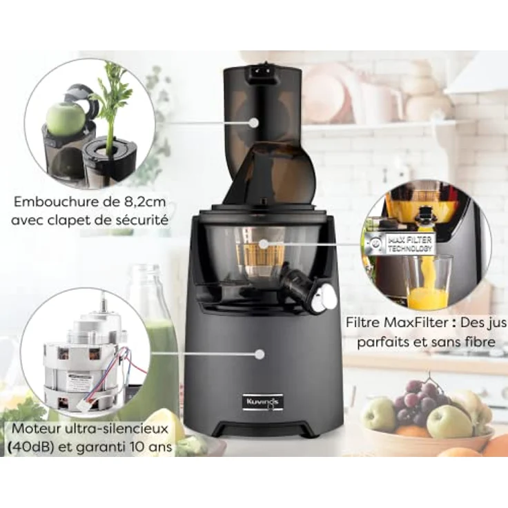 Kuvings EVO820 Slow Juicer, Entsafter, 240W, 0,4L, grau, schwarz – Bild 2