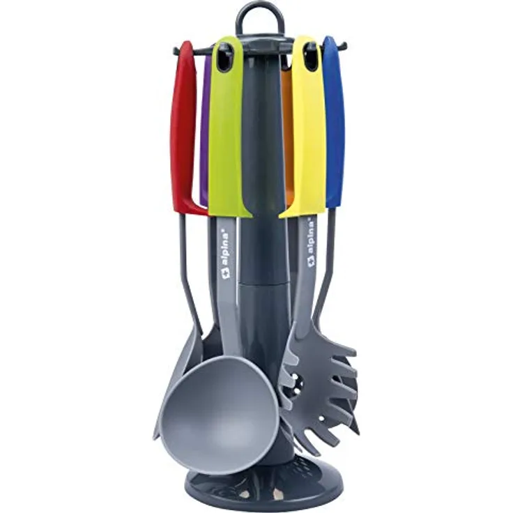 Alpina Küchenwerkzeuge 7-tlg. Set mit praktischem Drehständer