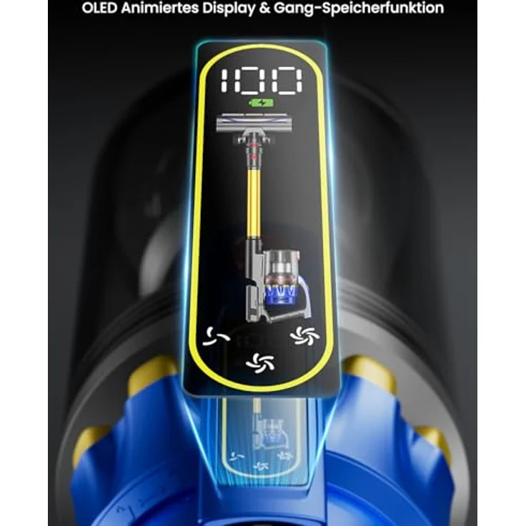 Anyson Vortex 7 Akku Staubsauger, 45KPA/550W, 60 Minuten Laufzeit, OLED-Display, Hartböden/Teppich – Bild 5