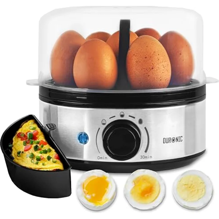 Duronic EB50 BK Eierkocher für 7 Eier, 400 Watt, mit Timer, weiche bis harte Eier, inkl. Messbecher und Eipick, platzsparendes Design – Bild 1