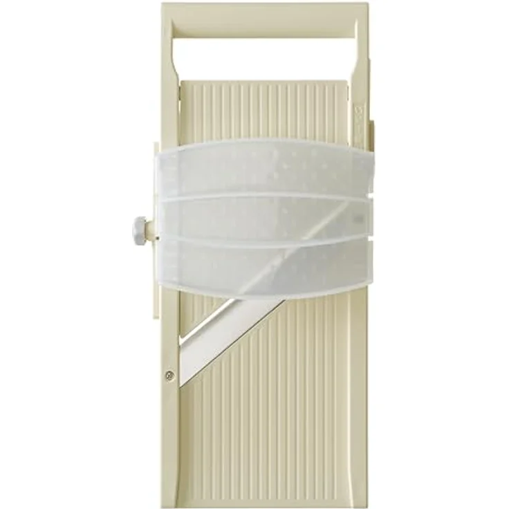 HENDI Japanische Mandoline Shōgun, Gemüsehobel mit Fingerschutz und integrierter Klinge, für hauchdünne Scheiben, 1-5 mm Schnittdicke, beige – Bild 2