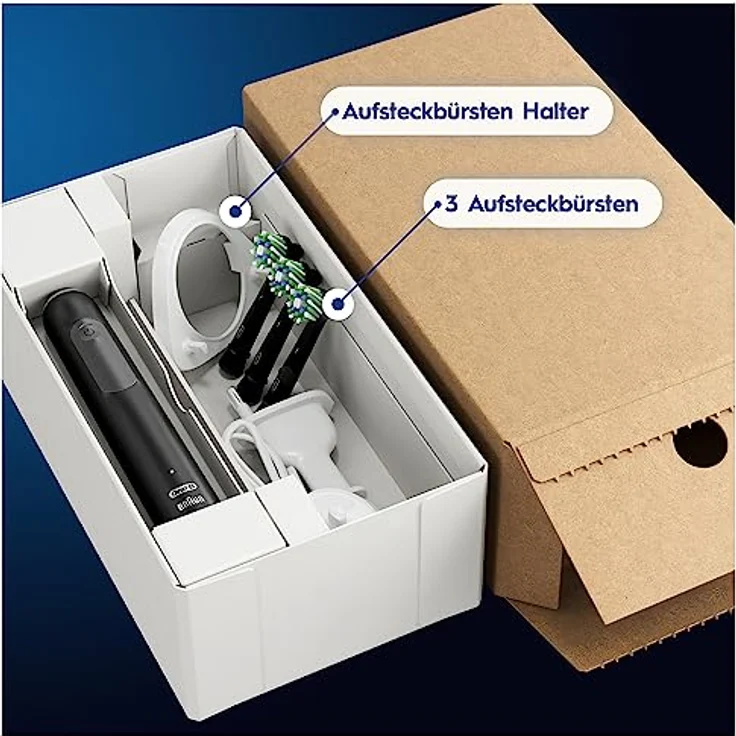 Oral-B Pro Series 3 Plus Edition Elektrische Zahnbürste, 3 Aufsteckbürsten, mit visueller 360° Andruckkontrolle für Zahnpflege, recycelbare Verpackung, Designed by Braun, schwarz – Bild 1