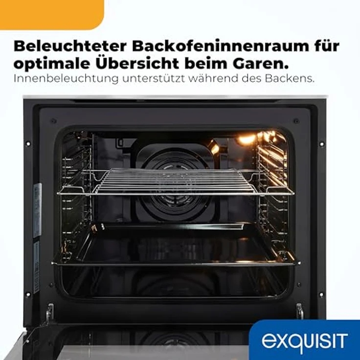 Exquisit EHE 5185-1.3 Herd-Set Inox | Einbauherd mit Umluft & Grill, 58 l, Energieklasse A, 4 Strahlungskochzonen, Timer, 9800 W – Bild 4