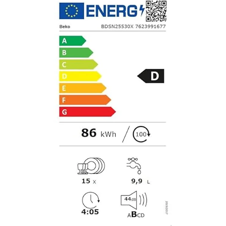 BEKO BDSN25530X Einbau-Geschirrspüler, teilintegrierbar, Edelstahlblende, 15 Maßgedecke, 5 Programme, 44 dB – Bild 9