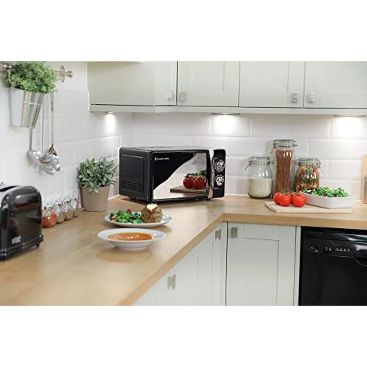 Russell Hobbs RHMM701B 17 Liter, 700 W, schwarz, manuelle Solo-Mikrowelle mit 5 Leistungsstufen, Signalton und Timer, Auftaufunktion, einfache Reinigung – Bild 4