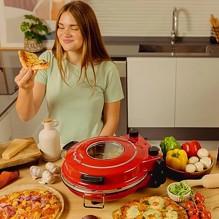 Cecotec Electric Pizza Oven with Window Fun Pizza&Co Mamma Mia Vista, 1200 W, 30 cm Diameter, 420℃ Max Temp, Adjustable Thermostat, Ceramic Stone Plate, 15 min Timer - Cecotec Fun Cooking Pizzaofen, 1200 W, Keramik-Stein-Kochfeld, Sichtfenster – Bild 5