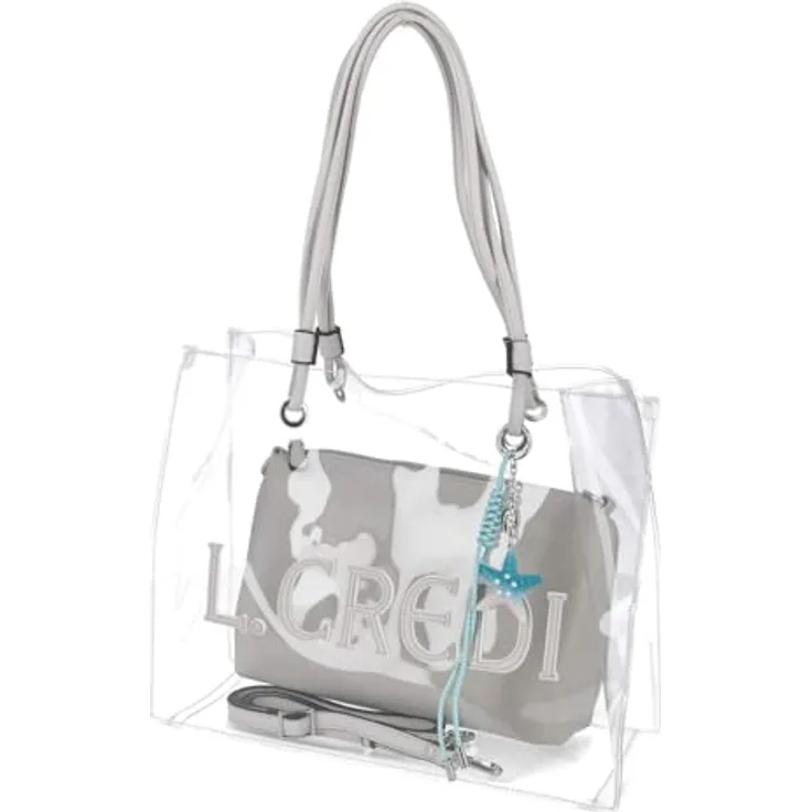 L.Credi Reja Shopper Tasche, 37 cm, grau, 100% Polyethylen, 37 x 13.5 x 29 cm