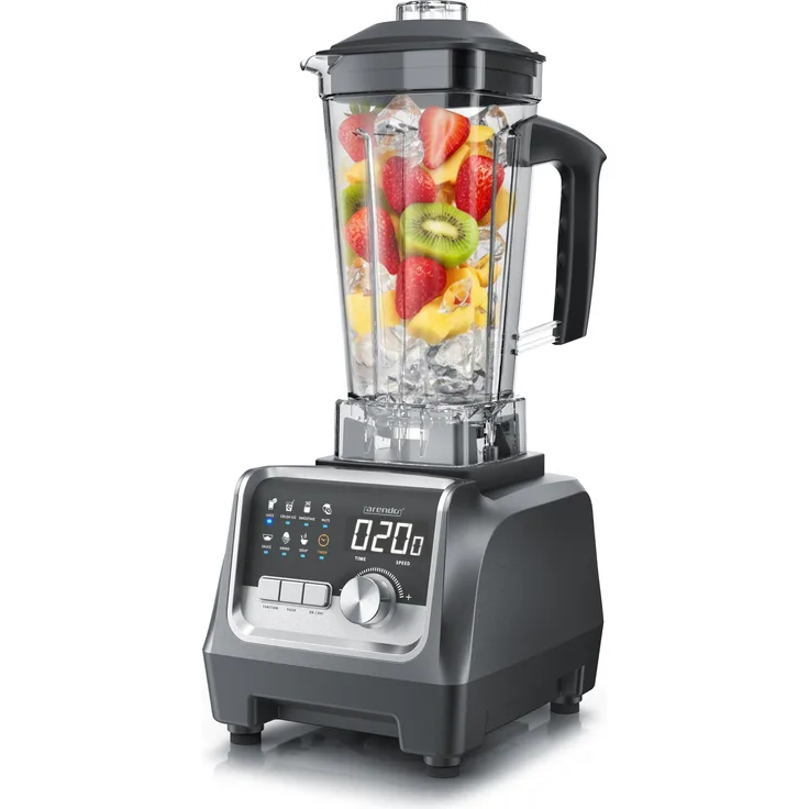 Arendo Standmixer 2000 W, Edelstahl, Hochleistungsmixer mit 9 Geschwindigkeitsstufen, 2L Behälter, 7 Programme, Timer & Pulse-Funktion für Smoothies & Eis