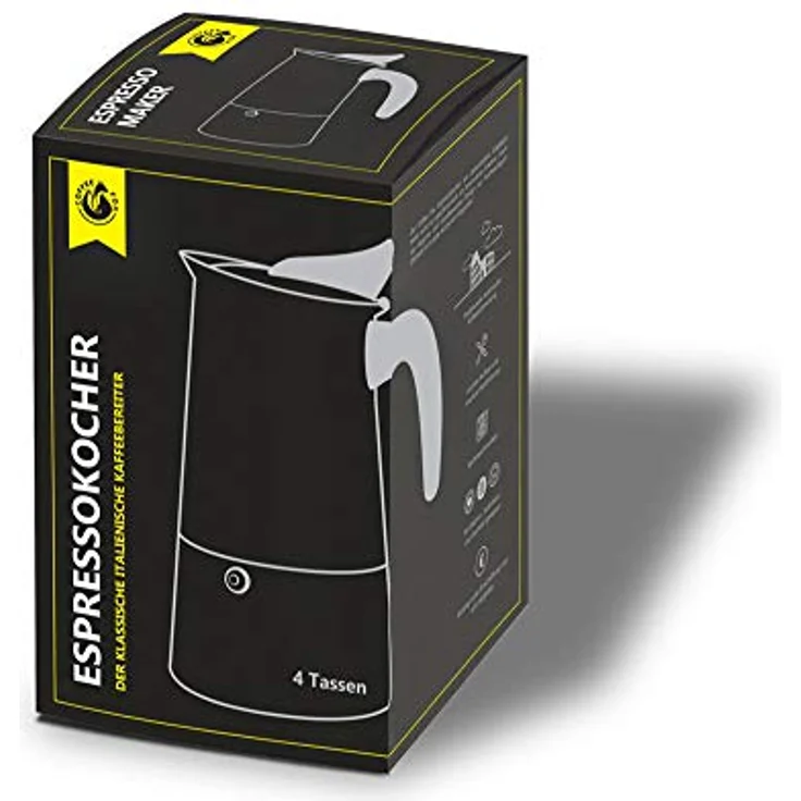 Coffee Fox Espressokocher, Edelstahl Espressokanne, vielseitig einsetzbar, induktionsgeeignet, tragbar, kompakt – Bild 4