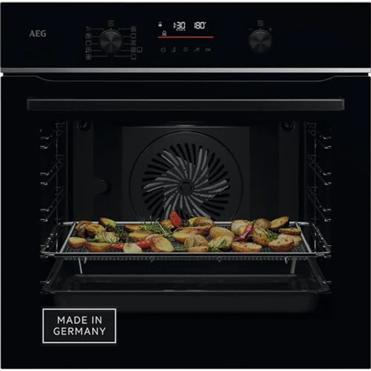 AEG Wifi Einbaubackofen TS6PB50WAB – SenseCook Backöfen Serie 6 LED-Touchdisplay, Pyrolyse Selbstreinigung, Kerntemperatursensor, AirFry – Schwarz – Bild 1