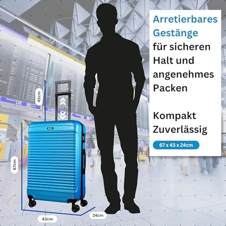 NOWI Las Palmas Koffer L – 59L Ultraleichter Hartschalenkoffer, 8 Rollen 360° drehbar, wasserabweisend, blau – Bild 2