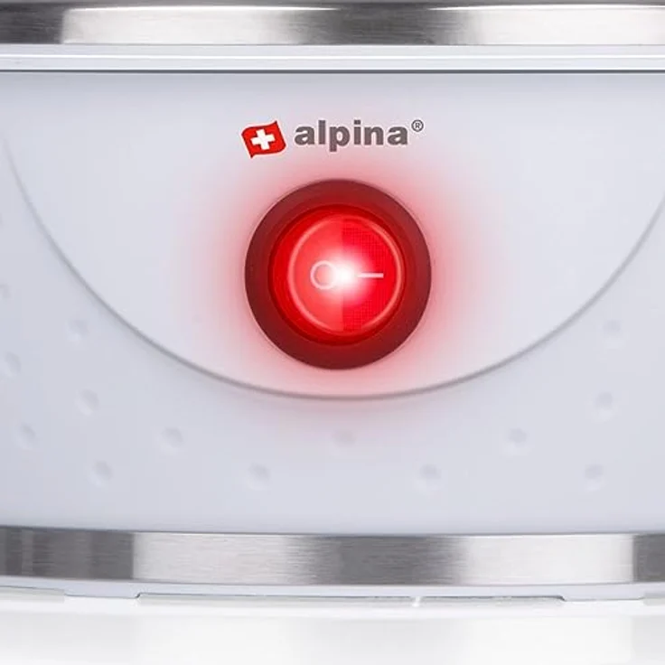 alpina Elektrischer Eierkocher für 7 Eier, inkl. Messbecher, Eierständer und Eierstecher, 230 V, Warnsignal, rutschfest, für weich-, mittel- und hartgekochte Eier – Bild 2