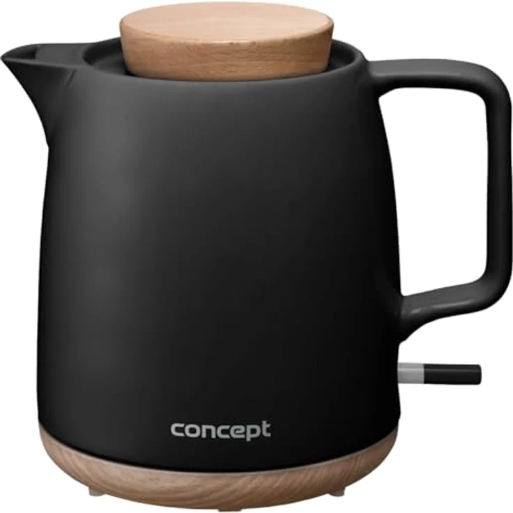 Concept RK0086 Keramik-Wasserkocher Elegant, 1 l, schwarz, Strix-Steckverbinder – Bild 1