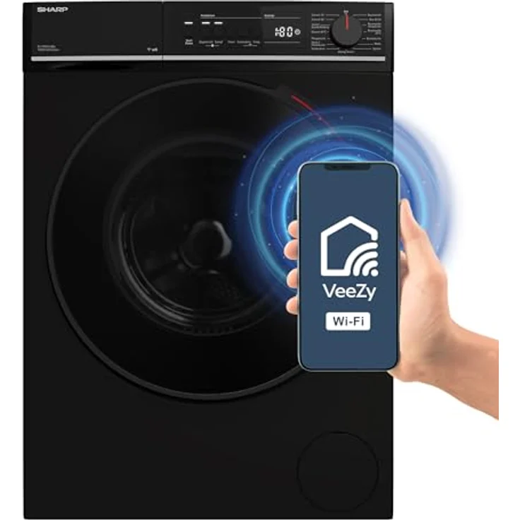 SHARP ES-PRO214BA-DE 2ML, Waschmaschine 12 kg, schwarz, mit AllergySmart, AquaStop und 15 Programmen – Bild 3