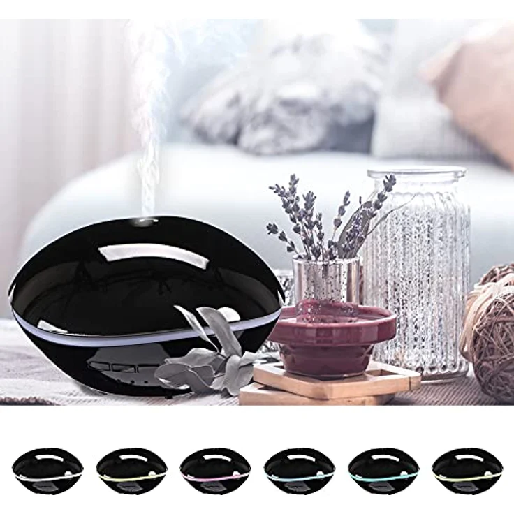 Sixtol Aroma Diffuser Stone, eleganter Aroma Diffuser mit 500 ml Tankvolumen und Lichteffekten, schwarz glänzend – Bild 3