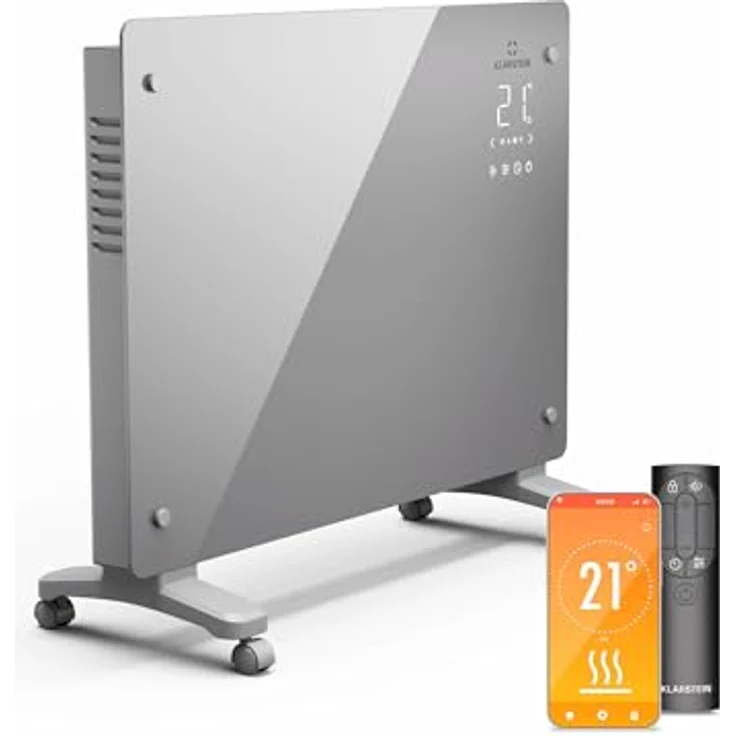 Klarstein Bansin Crystal Smart Konvektorheizung – 1500 W, Wandmontage/Freistehend, Led-Anzeige, App-Steuerung, Energieeffizient, Überhitzungs- und Frostschutz, Kindersicherung, Ideal für Wohnzimmer – Bild 1