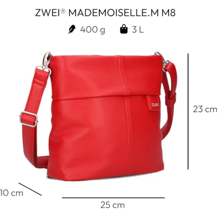 Zwei Umhängetasche Mademoiselle M8 - Schultertasche 25 cm (cherry) – Bild 2