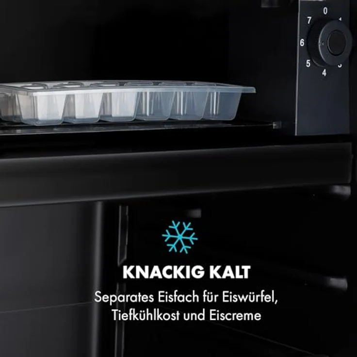 Klarstein Cool Vibe Kühlschrank, 70 Liter, Tür mit Stickerbomb-Design, Eisfach, Geräuschentwicklung 42 dB, schwarz – Bild 4