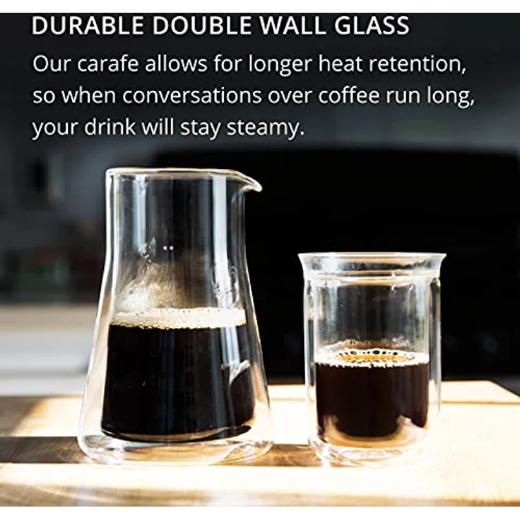 Fellow Doppelwandige Kaffeekanne mit mundgeblasenem Borosilikatglas (Tropfer [X] oder [XF] für das perfekte Kaffee/Wasser-Verhältnis) 24 Unzen Glas – Bild 3