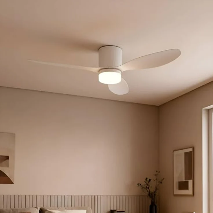 Lucande Kayu 10022103, LED Deckenventilator mit 1-flammiger Lampe, CCT-Funktion, Weiß, modern für Wohnzimmer – Bild 3