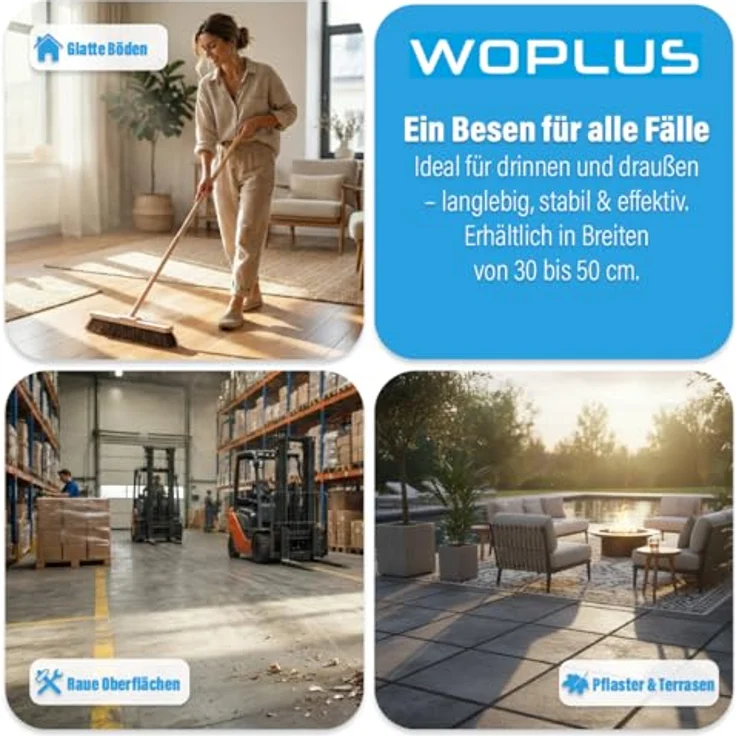Prima-Online Holz Besenkopf Hausbesen mit Stiel, 35 cm Breite, 22 mm Gewinde, wahlweise 120 cm oder 150 cm Stiellänge, PET-Borsten in braun/schwarz – Bild 6