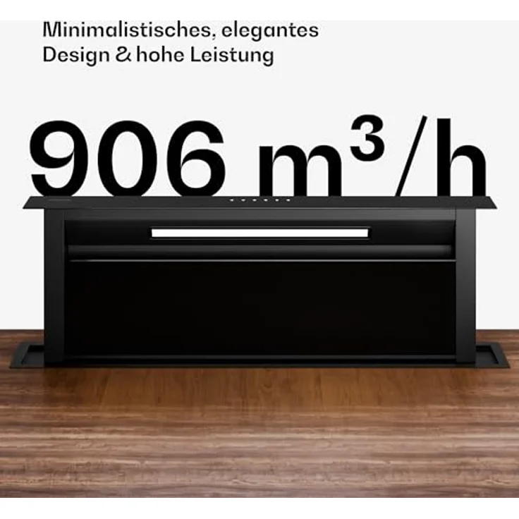 Klarstein Velaire Dunstabzugshaube 90cm - A++ Downdraft, 906 m³/h Luftstrom, Touch-Bedienung, LED, Schwarz, Spülmaschinenfester Filter – Bild 4