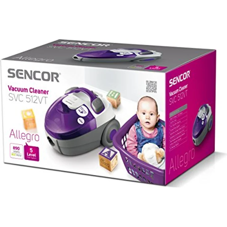 SENCOR SVC 512VT-EUE2, Staubsauger ohne Beutel mit 700 Watt ECO Motor und 4. Generation Zyklonsystem, grau/lila – Bild 2