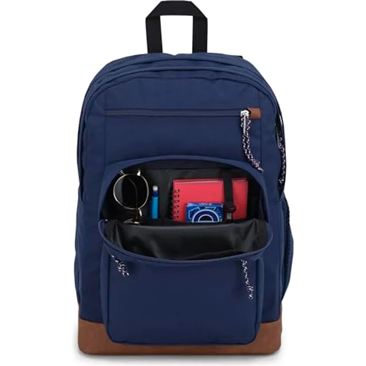 Jansport Cool Student Freizeitrucksack mit 15-Zoll Laptopfach, Kunstlederbesatz, ergonomische Schultergurte, schwarz – Bild 3
