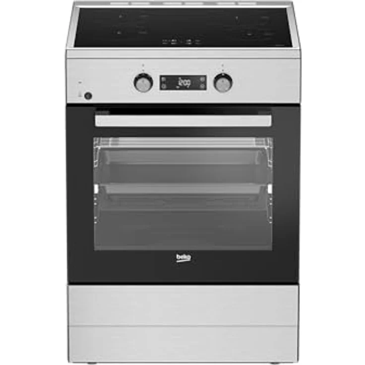 Beko FSM69301SXT Freistehender Herd, Multifunktionsofen mit Induktionskochfeld, 72 l Garraum-Volumen, 4 Kochzonen, 8 Heizarten, SteamAdd Dampffunktion, Multifunktionsdisplay, 1-fach Teleskopauszug – Bild 1