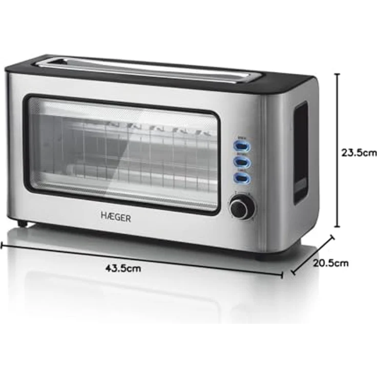 HAEGER Fenster-Toaster – 1 extra breite Öffnung, 1000 W, 6 Temperaturen, Edelstahl – Bild 5